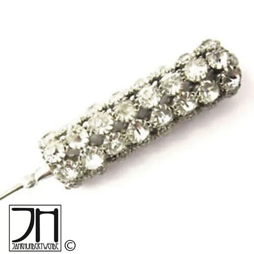 Art Deco Hutnadel Strass Metall versilbert 20er Jahre hatpin paste