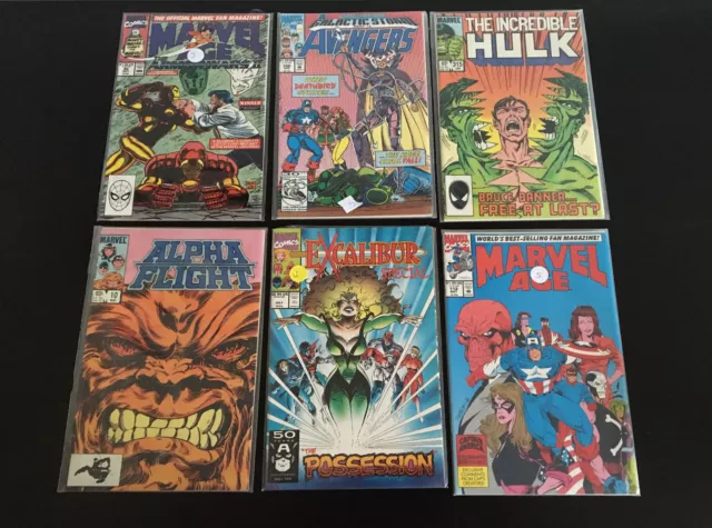 Lot of 6  Mix Early 90s Vintage Marvel Comics Comic Books Avengers X-force X-men