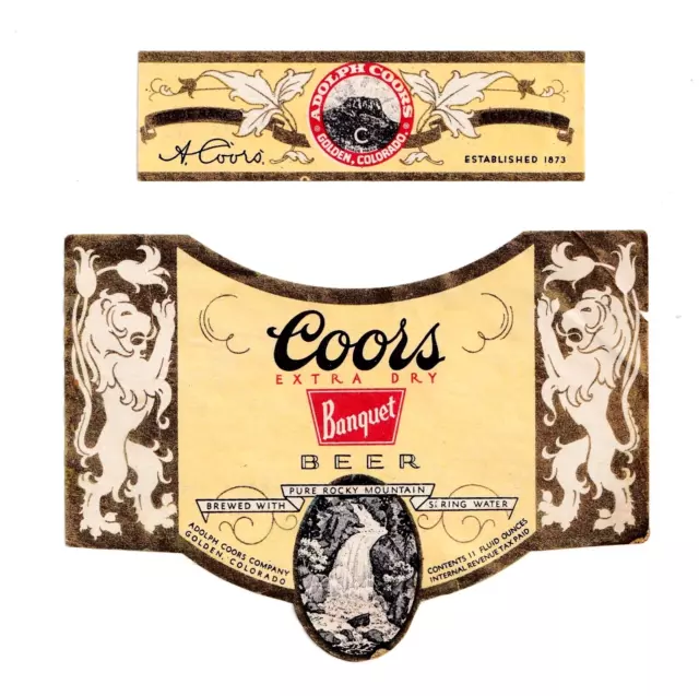 1945 Adolph Coors Company, Golden, Colorado Banquet Beer Irtp 11 Oz Label Set
