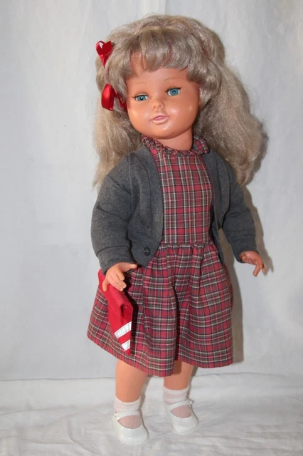 Tenue Ancienne Pour Poupée Raynal, Robe Velours + Chaussettes, Années 1950