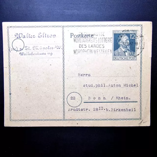 Germany 1948 - Deutschland - Postal Card - Used - 12 Mark Stamp