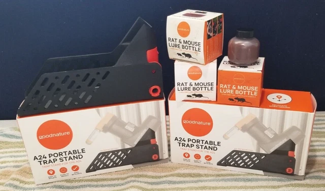 LOT: Goodnature STDR-01 Black/Orange A24 Portable Indoor Stands & Lure Bottles