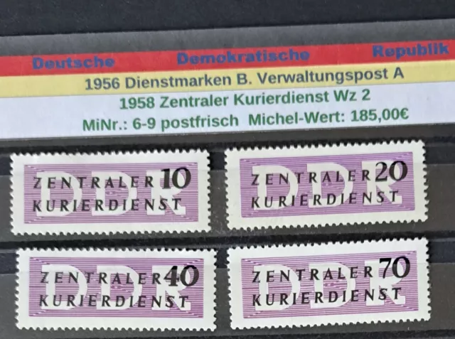 DDR 1958 Dienstmarken B. Verwaltungspost A MiNr.: 6-9 postfrisch ZKD