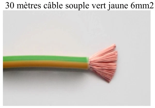 câble électrique souple de terre 6 mm2 vert jaune 30 mètres