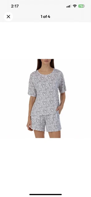 Women Disney Mickey Mouse Short Pajama Set With Pockets Size S Gray (NWT).