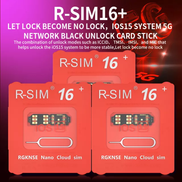 R-SIM 16+ Nano Déverrouiller RSIM Carte pour iPhone 13 12 Pro XS MAX 8 IOS 15 FH
