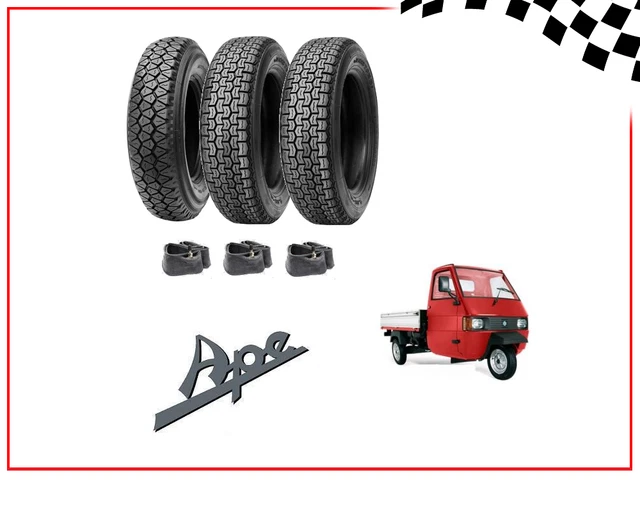 3 Gomme Pneumatici Deestone 4.00-12 Per Ape TM 703 - Kit 1 Anteriore + 2 Posteriori