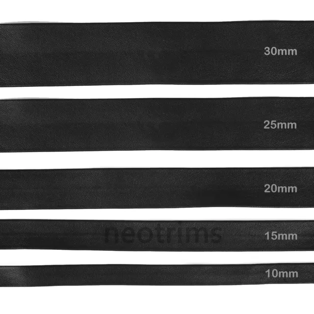 Ruban de coupe en similicuir noir bricolage,6 Tailles 10mm - 30mm,Faux Vegan,UK