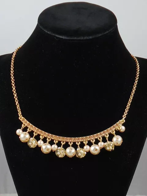 Jessica Simpson Goldtone MODERN ROMANCE Faux Pearl Drop Frontal Necklace $38