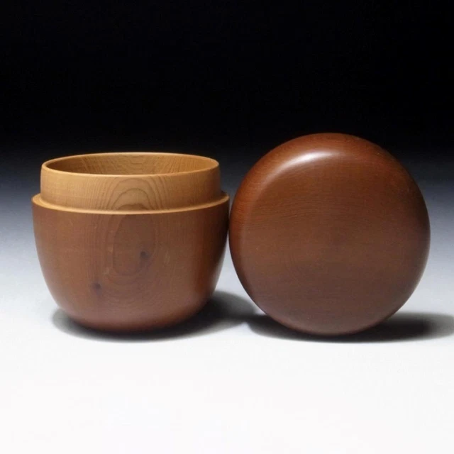 $GM81 Vintage Japanese Natural Wooden Tea Caddy, NATSUME, Natural wood