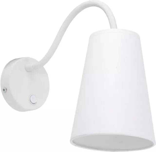 Lampada da Lettura Con Flessibile Cigno Braccio Interruttore Bianco Parete Letto