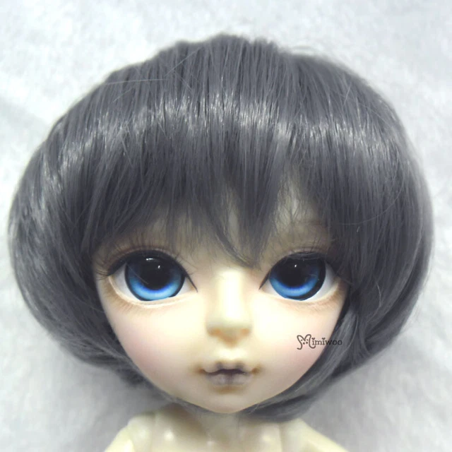 WM60-07-DGY 7-8 inch Heat Resistant BJD Doll Wig Short Dark Grey ~ LAST ONE ~