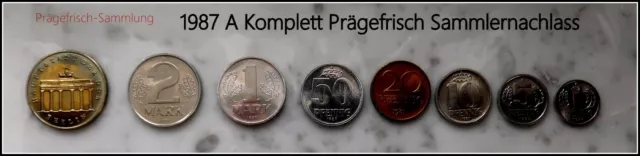 Komplett DDR Kursmünzensatz 1Pfennig bist 5 Mark 1987 A Prägefrisch Sammlerstück