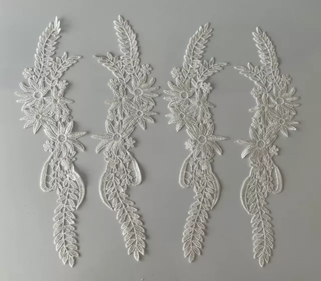 Job Lot 2 pairs mirror ivory floral lace motif sew on lace applique minor defect