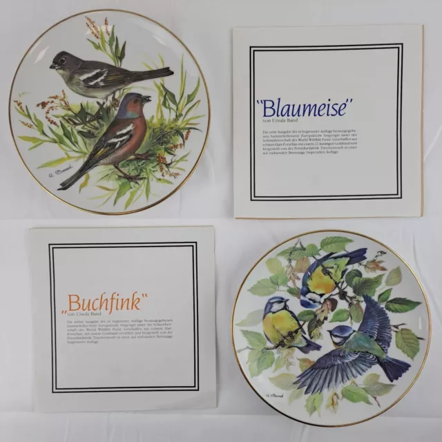 1985 & 1986 ALT TIRSCHENREUTH Germany WWF Birds Wall Hanging 7.5" Plates