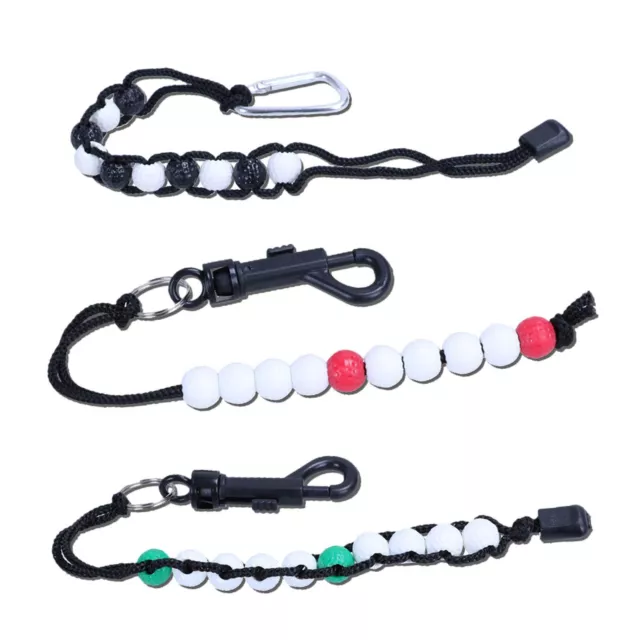 Golf Stroke Score Counter Bead Counting With Clip Nylon Woven Rope Training Tool