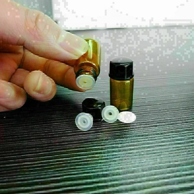 100 piezas vial de aceite esencial botella de vidrio ámbar de 3 ml con tapa hexagonal reductora de orificio