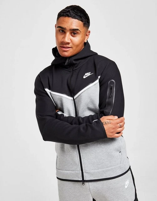Nike Tech Fleece Full Zip Giacca Con Cappuccio E Zip  Felpa Cu4489 016 Nero Grey