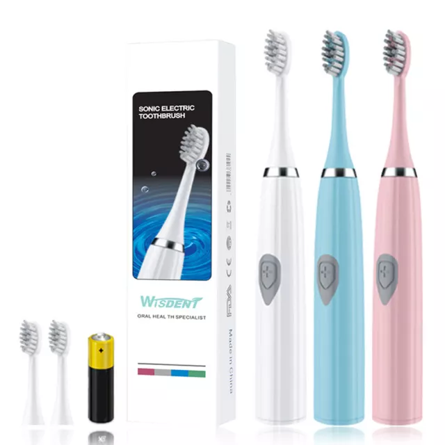 Electric Toothbrush Sonic Rechargeable Kids Adults Teeth Oral Brush 2 Heads USB