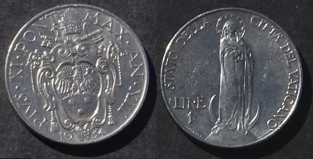 Città del Vaticano - 1 Lira del 1934 - Pio XI