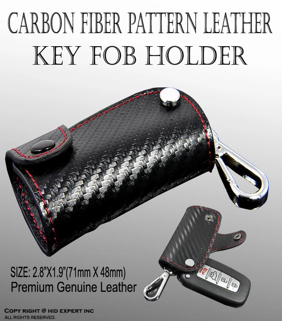 2pc Carbon Fiber Pattern Leather Key Fob Chain Holder Key Remote by ICBEAMER O3