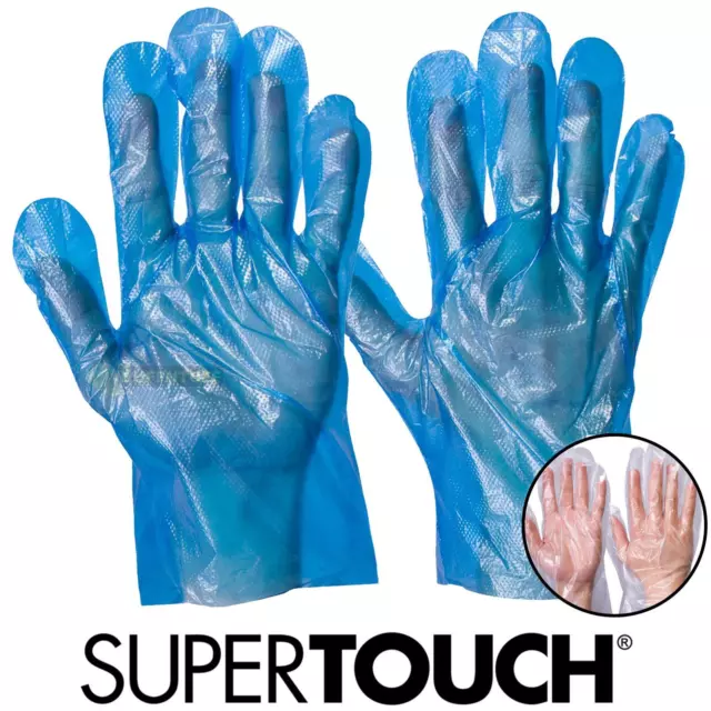 Einweg Klar Polyethylen PE Handschuhe Kunststoff Lebensmittel Sicher Blau - Schachteln mit 100