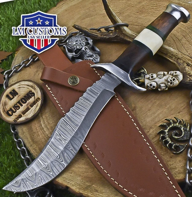 Custom Hand Forged Bowie Knife Twist Damascus Bone Steel Guard Gift Rare