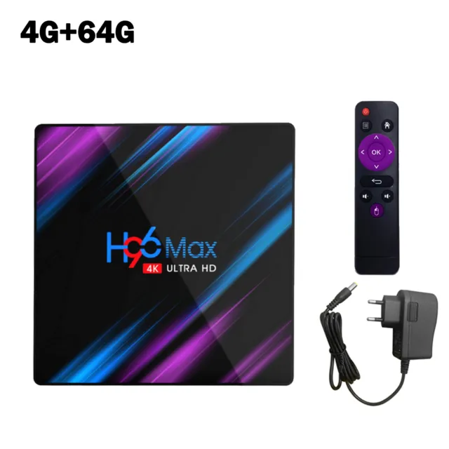H96MAX Android 10 64GB ROM 4GB RAM 4K WIFI Netzwerk Media Player TV BOX EU Plug 2