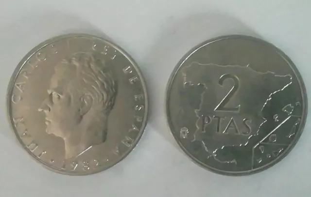 2 Pesetas Juan Carlos I 1982 Sin Circular de Cartucho.