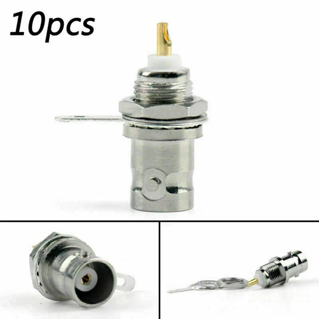 10Pcs Connettore BNC Female Jack Bulkhead Solder Panel Mount Dritto ZA