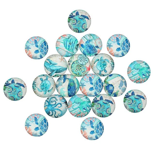 2X 20 Stück Ocean Handgemachte Flatback Glas Cabochon Dome Cameo Schmuck 3