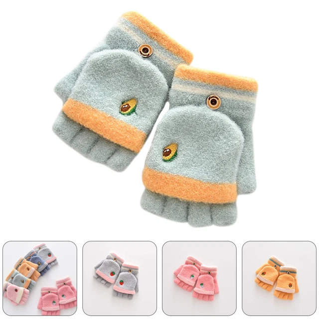 Polyester Gloves Winter Mitten Warm Children Half Fingers Baby Mittens Five