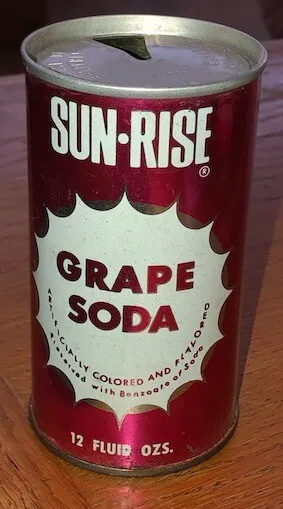 1960's Soda Can Vintage Original Grape Sun-Rise Used Empty Metal Tin Beverage