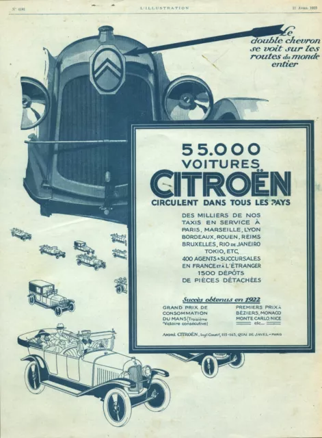 Publicité ancienne voiture Citroën 1923 issue de magazine