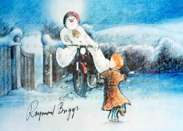 Beautiful 7x5 Signed Photo The Snowman. Raymond Briggs.