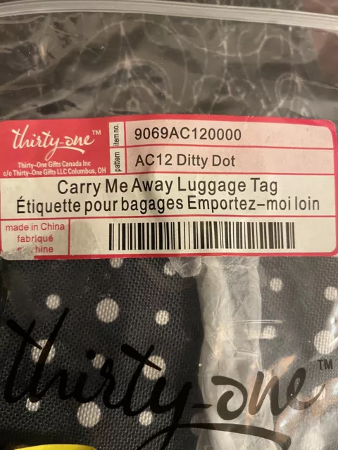 Thirty One 31 Carry Me Away Luggage Tag Sparkling Squares NEW