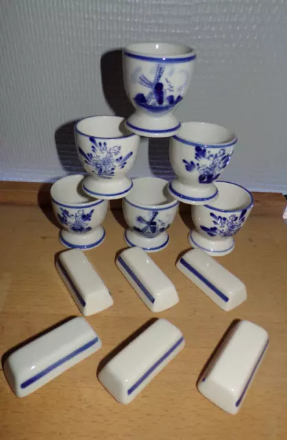 Set de 6 coquetiers  et 6 portes-couteaux en porcelaine - AUVERGNE