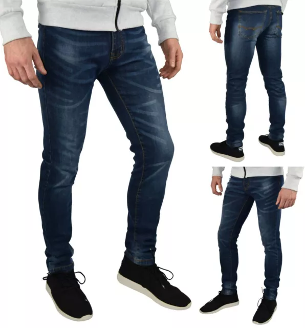 Mens Slim Fit Stretch Jeans Comfy Fashionable Super Flex Denim Pants 3