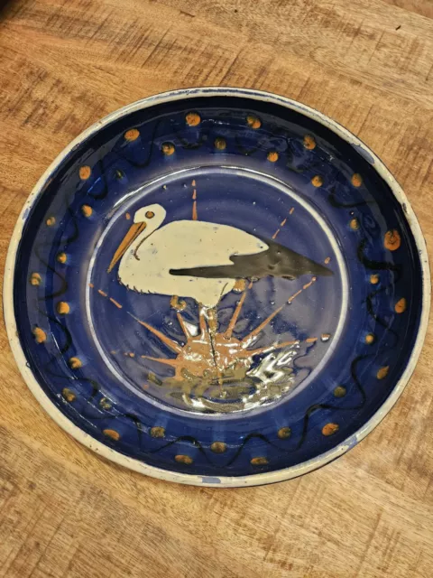 Plat Céramique  Alsace  Cigogne Fabriqué Et Peint A La Main  Rare