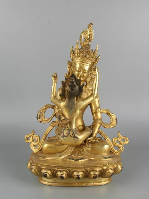 Chinese Exquisite Handmade Copper gilt Tibetan Buddha statue EX