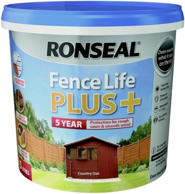 Ronseal RSLFLPPCO5L FLPPCO5L Recinzione Life Plus + rovere di campagna 5 litri, 5 L