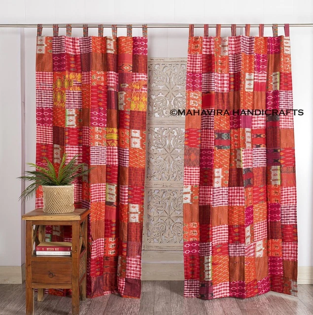 Beau Fenêtre Décoration Indien Patchwork Soie Hippie 102cmx203cm Rideau