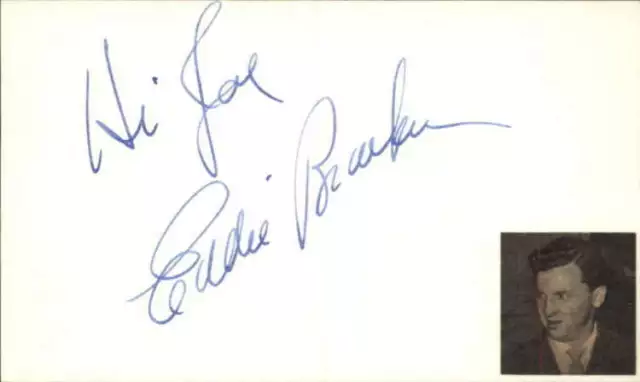 Eddie Bracken d. 2002 Actor Vacation Signed 3" x 5" Index Card