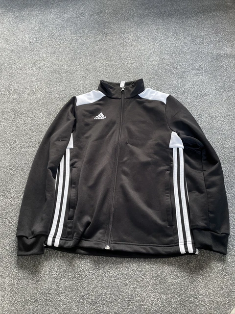 ADIDAS Girls Black And White Tracksuit Top Cardigan Jacket 11-12 Years