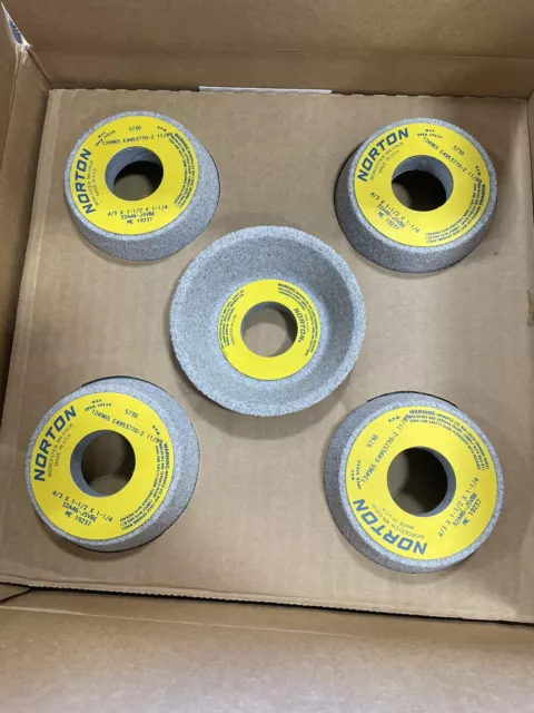 NORTON Cup Wheels  Lot of 10 4"/3" X 1-1/2" X 1-1/4"  32A6-J5VBE