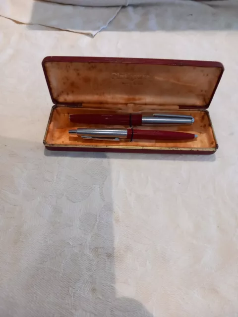 Vintage Platignum Fountain /biro Pen Set Originsl Box In good condition 14ct nib