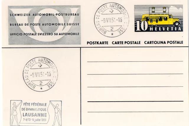 Schweiz Sonderstempel PEN A546 Automobilpost Fete Federale Lausanne 1951