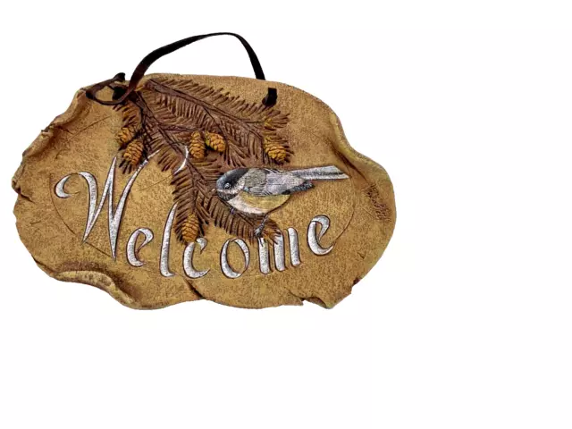 Vintage  BIG SKY CARVERS “ Natures Fragments”  Chickadee welcome sign NIB