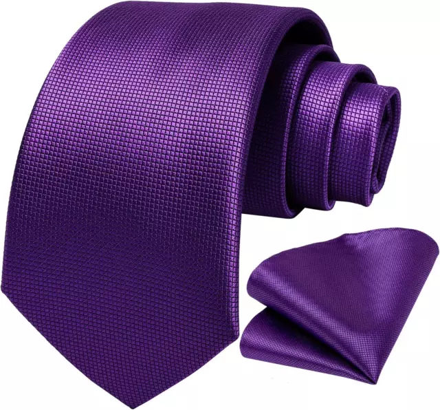 Dibangu Solid Tie Men'S Silk Tie Handkerchief Woven Necktie and Pocket Square