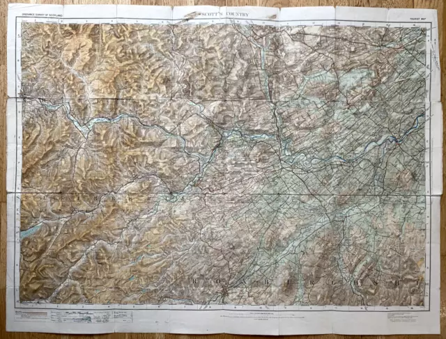 1921 Ordnance Survey Folding Map mile=inch.  Scott's Country. 3rd Ed Tourist Map